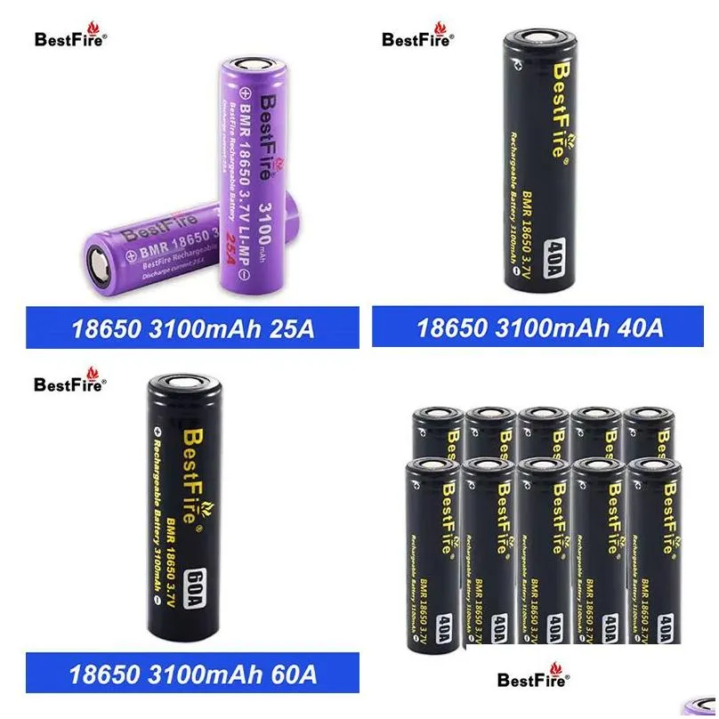 Batteries Bestfire Lithium Battery Rechargeable 3100Mah Flat Head 25A 3.7V Drop Delivery Electronics  Dh791