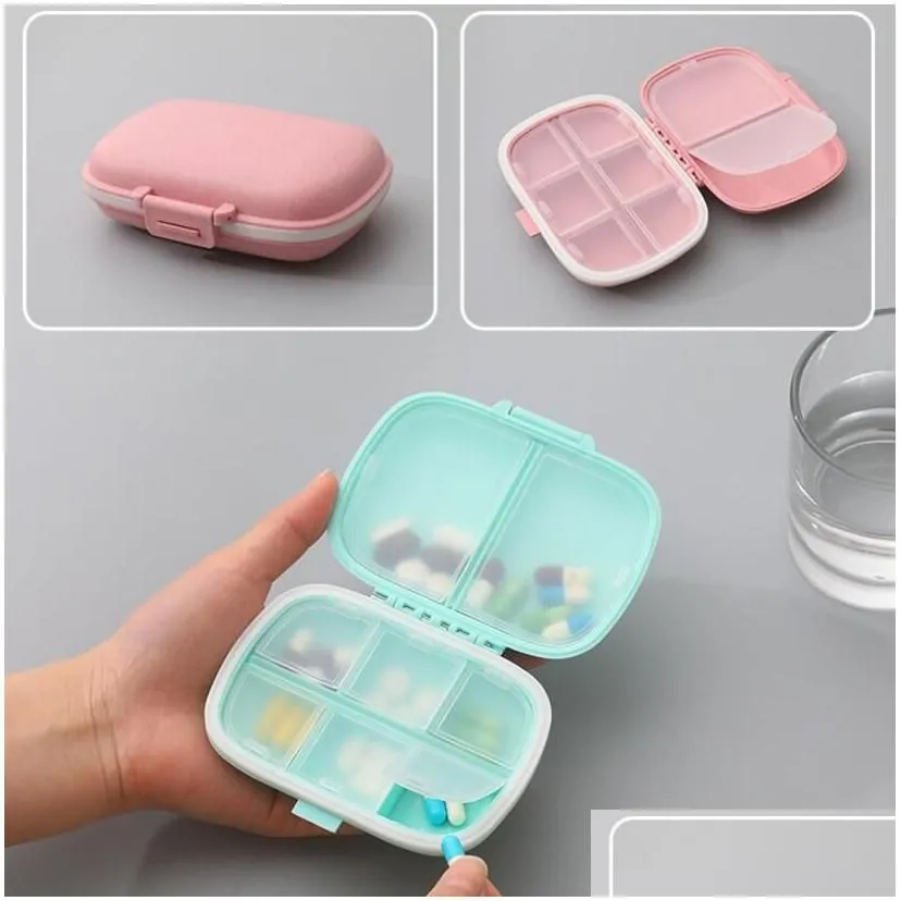 Storage Boxes & Bins 8 Grids Portable Travel Pill Case With Cutter Organizer Medicine Storage Container Tablet Box Plastic Drop Delive