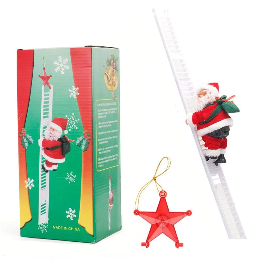 claus electric climbing santa ladder doll decoration plush doll toy for xmas party home door wall decoration
