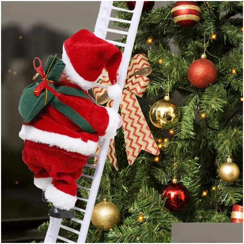 claus electric climbing santa ladder doll decoration plush doll toy for xmas party home door wall decoration