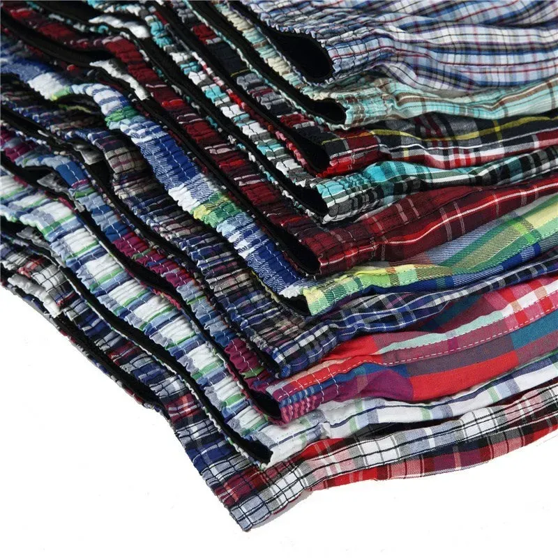 High Quality Brand 4-Pack Men`s Boxer Shorts Woven Cotton 100% Classic Plaid Combed Male Underpant Loose Breathable Oversize