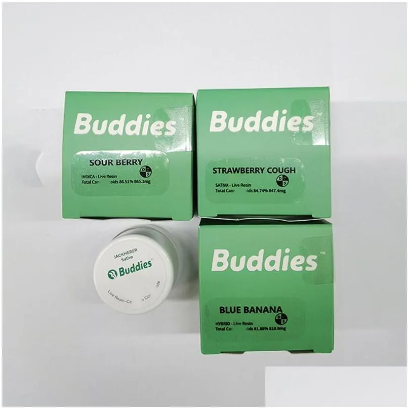 wholesale buddies glass jar packaging for wax sauce badder extracts 0.035oz concentrates container rosin wholesale childproof caps with label live resin packaging