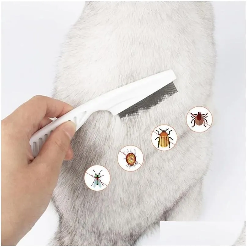 Dog Grooming Mtifunctional Lice Comb Pet Hair Tear Stain Removal Flea Brush For Cats 2 In 1 Teeth Stainless Steel Combing Mas Double-S Dh4Zj