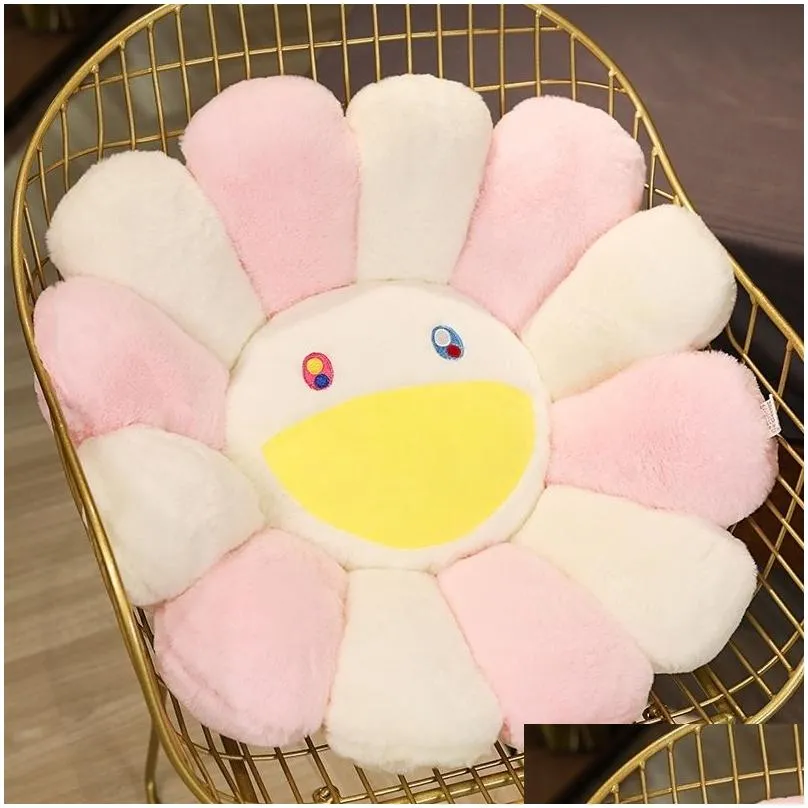 1pc super big Plush Sun Flowers Pillow Soft Toy Stuffed Toy Plush Mats Meditation Cushion Floor Cushions for Kids 201009