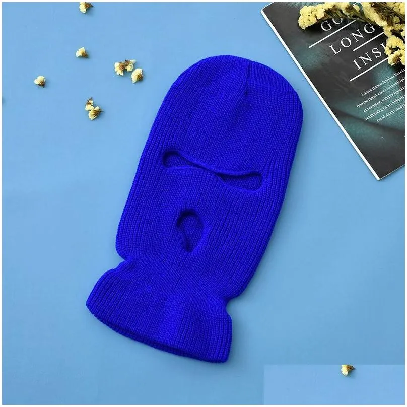 ski masks knitted face cover winter balaclava full faces mask for winter outdoor sports cs winte three 3 hole balaclavas cycling hats