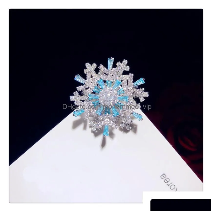 brooches for women fine jewelry spinning snowflakes corsage suit coat pin skirt accessories fashion luxury silver brooch