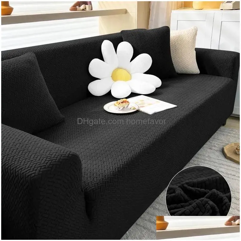 leorate polar fleece thick elastic sofa cover slipcovers armchair protector 1/2/3/4 seater corner couch cover for living room 240304