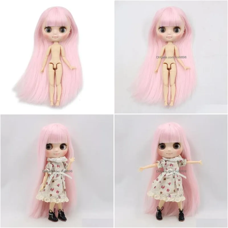 dolls dbs blyth middie doll joint doll pink hair with bangs 18 20cm anime toy kawaii girls gift 231124