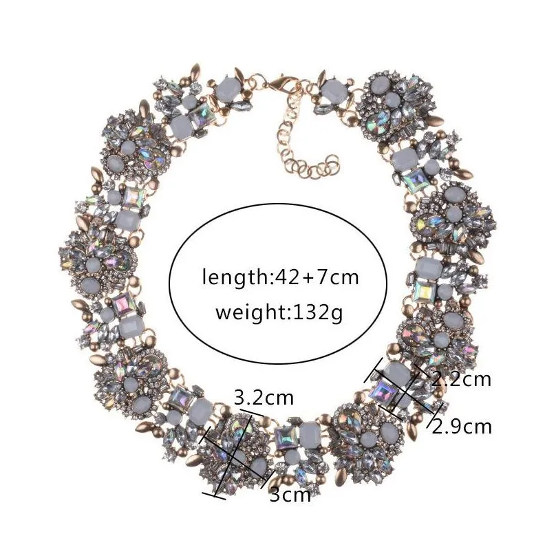 Chokers Indian Statement Choker Necklace Women Luxury Crystal Large Collar Big Bib Boho Wedding Jewelry 230524 Drop Delivery Dhk9E