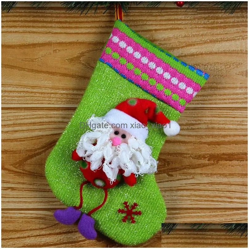 christmas stocking santa claus christmas sock xmas tree hanging gift bag candy bag christmas tree ornament home party decoration dbc