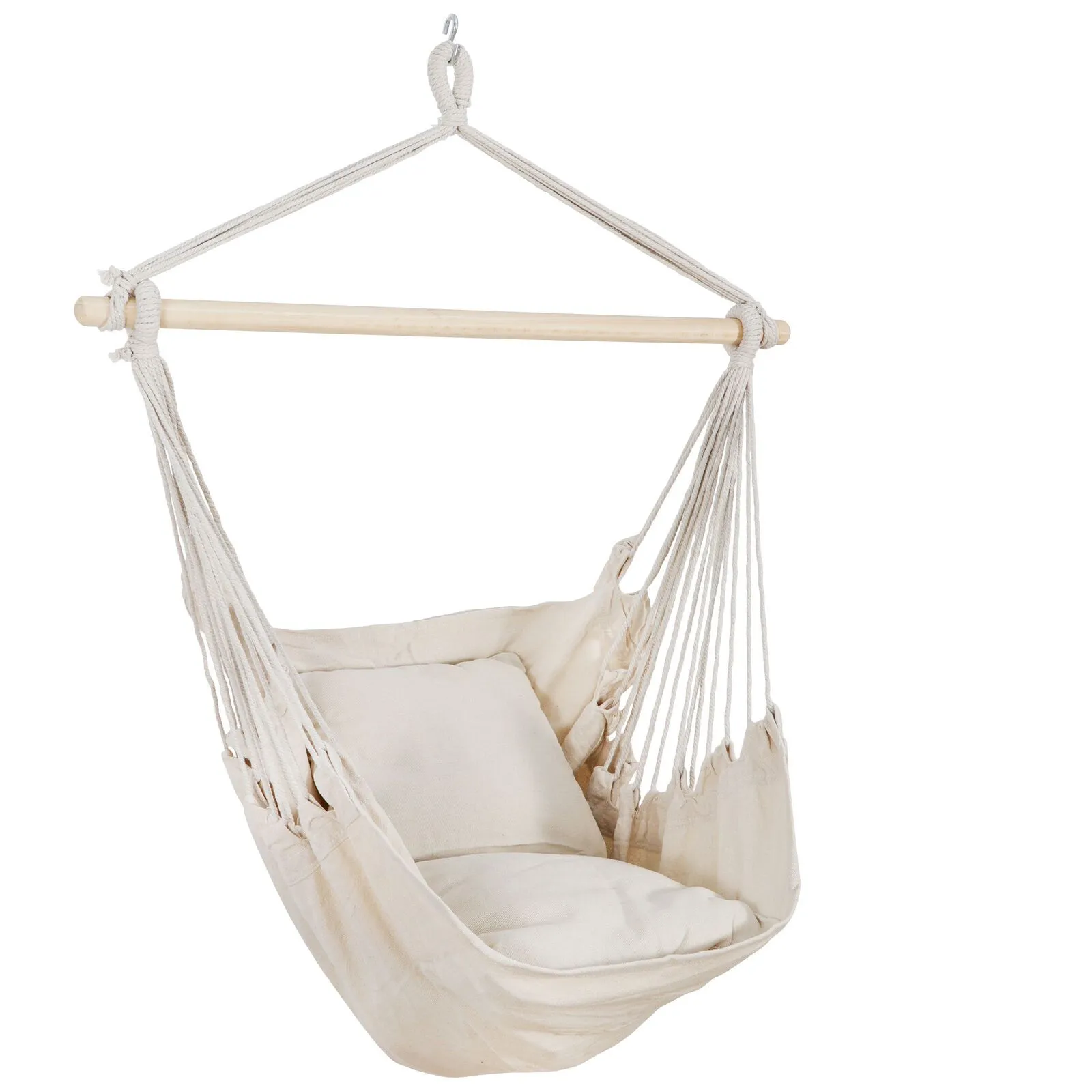 Hammock Hanging Chair Air Deluxe Sky Swing Outdoor Rope Chair Solid Wood 320lbs