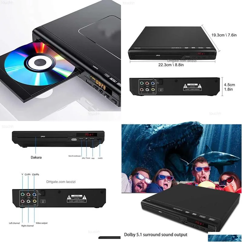 dvd vcd player home dvd player for tv video cd vcd u disk mp3 multi region with remote control av cable 5.1 channel usb multimedia