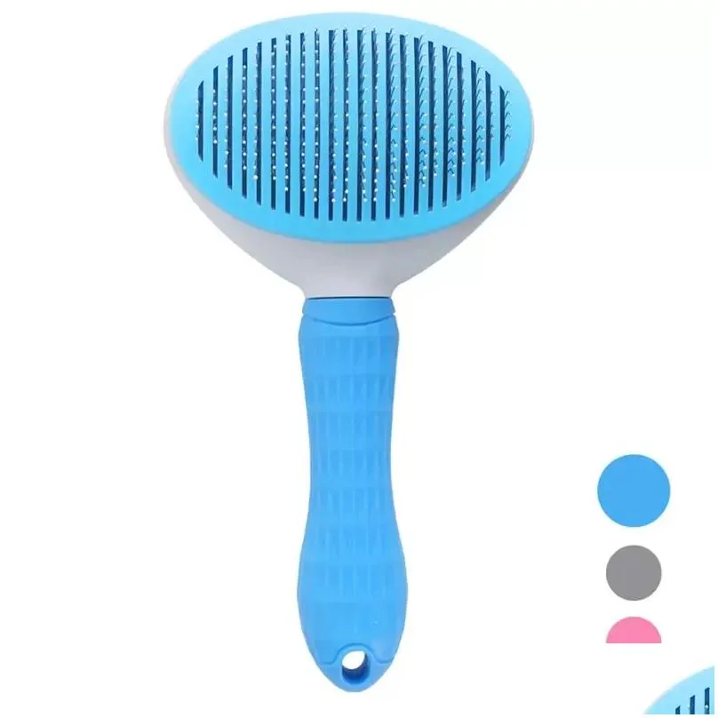 Dog Grooming Self Cleaning Slicker Brush For Cat Pet Shedding Comb Brosse Tool Mass Particle Drop Delivery Home Garden Supplies Dhhaw