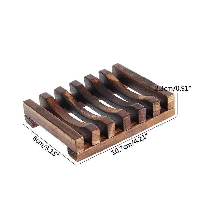 natural wooden bamboo soap dish tray holder storage rack box container for bath shower plate bathroom