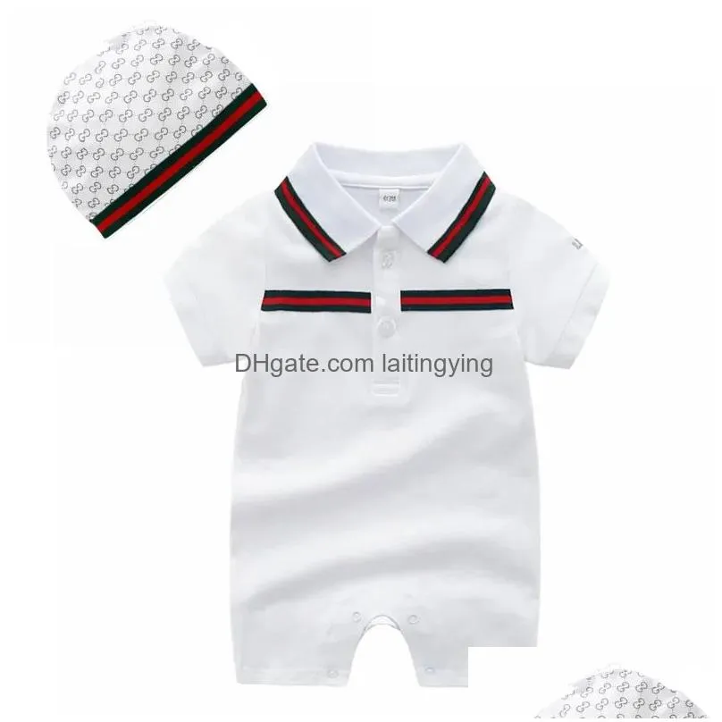 Rompers Born Baby Girls And Boy Short Sleeve Cotton Clothes Designer Brand Letter Print Infant Romper Drop Delivery Kids Maternity C Dhttd