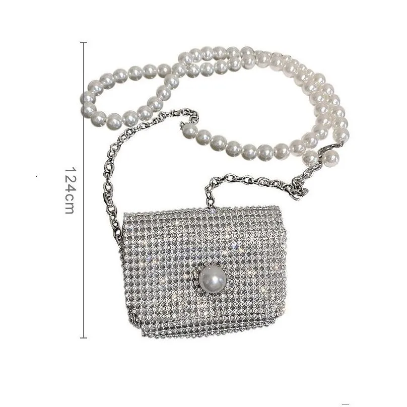 Other Fashion Accessories Bling Rhinestones Pearl Chain Belt Cute Mini Bags For Women Quality Long Tassel Bag Diamond Shoder Messenge Dhnxk