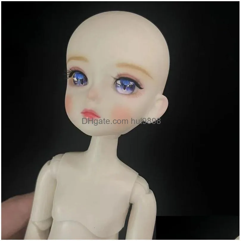 16 bjd doll with makeup 30cm mechanical joint body opened head diy kids girls toy gift white skin 240304