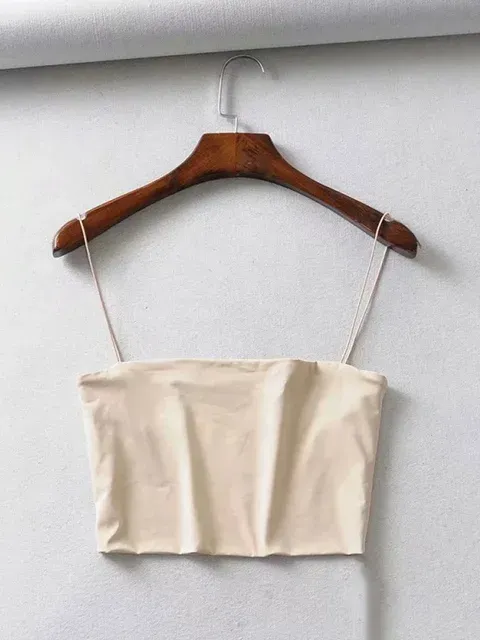 2024 Summer Women`s Crop Top Sexy Elastic Cotton Camis sleeveless Short Tank Top Bar