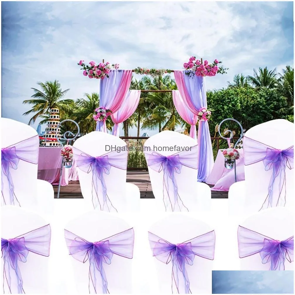 sashes 50pcslot wedding chair decoration organza chair sashes knot bands chair bows for for wedding party banquet event chair decors