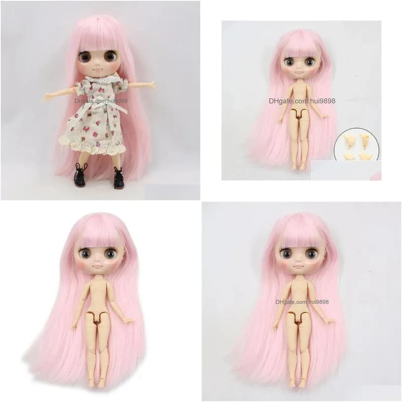 dolls dbs blyth middie doll joint doll pink hair with bangs 18 20cm anime toy kawaii girls gift 231124