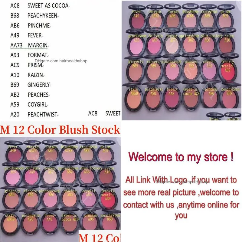 M Brand Blush 12 Color Girl Face Beauty Makeup Sheertone Blush Faed a Joues 6g Luxury Brand Women Cosmetics With Free Shipping