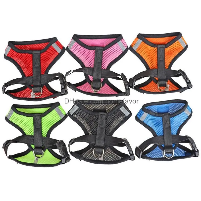 cat dog harness with lead leash adjustable vest polyester mesh breathable harnesses reflective sti for small dog cat accessories