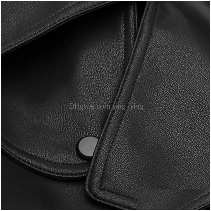 oc462m93 european and american outerwear womens motorcycle street loose jacket handmade custom long sleeved lapel fake leather