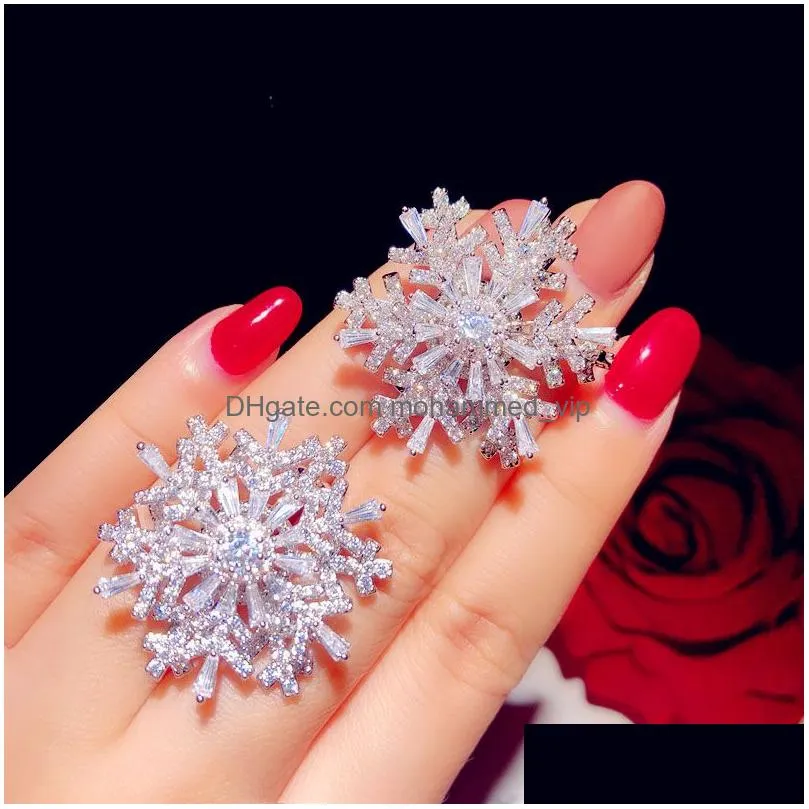 brooches for women fine jewelry spinning snowflakes corsage suit coat pin skirt accessories fashion luxury silver brooch