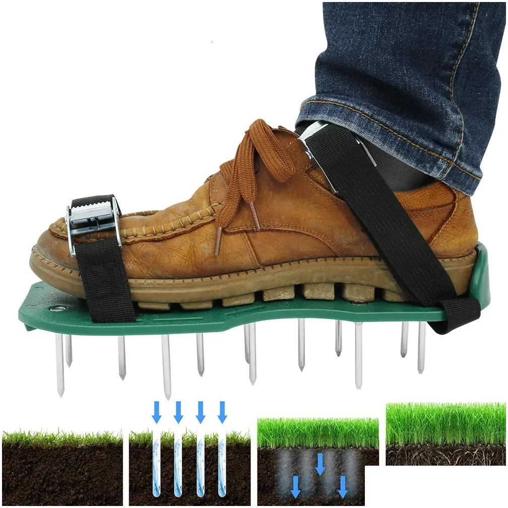manual juicers 1 pair lawn aerator shoes non slip sole gardening tool loosen soil promote heavy root growth care nail strap garden