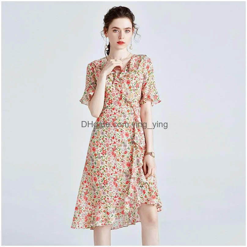 oc 413n61 womens plus size dress 100% mulberry silk high quality summer printed skirt