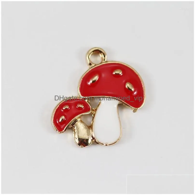 charms mrhuang 10pcs/lot cute mushroom enamel fashion jewelry accessories fit bracelet earring diy making gold color