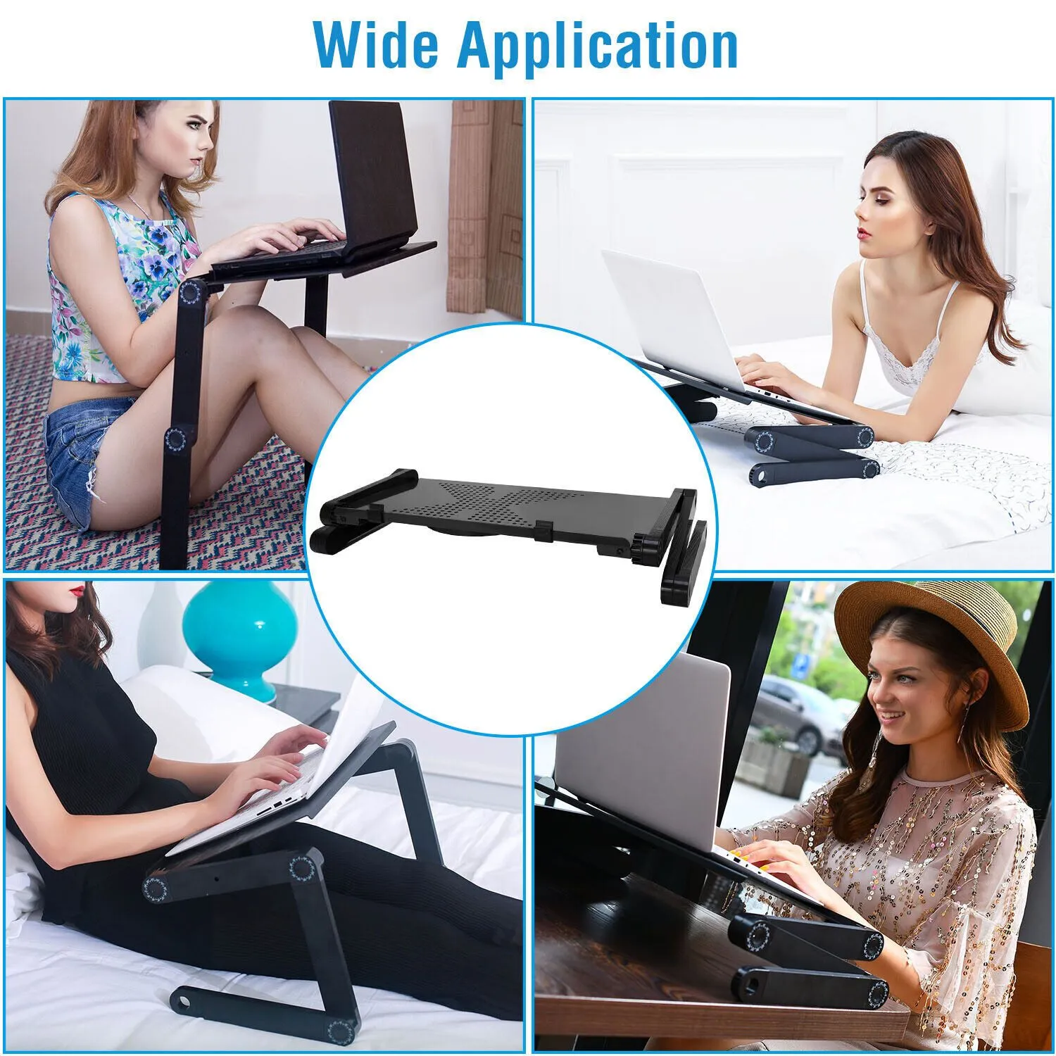 Adjustable Laptop Table Stand Tray Sofa Bed Notebook Foldable Desk + Cooling Fan