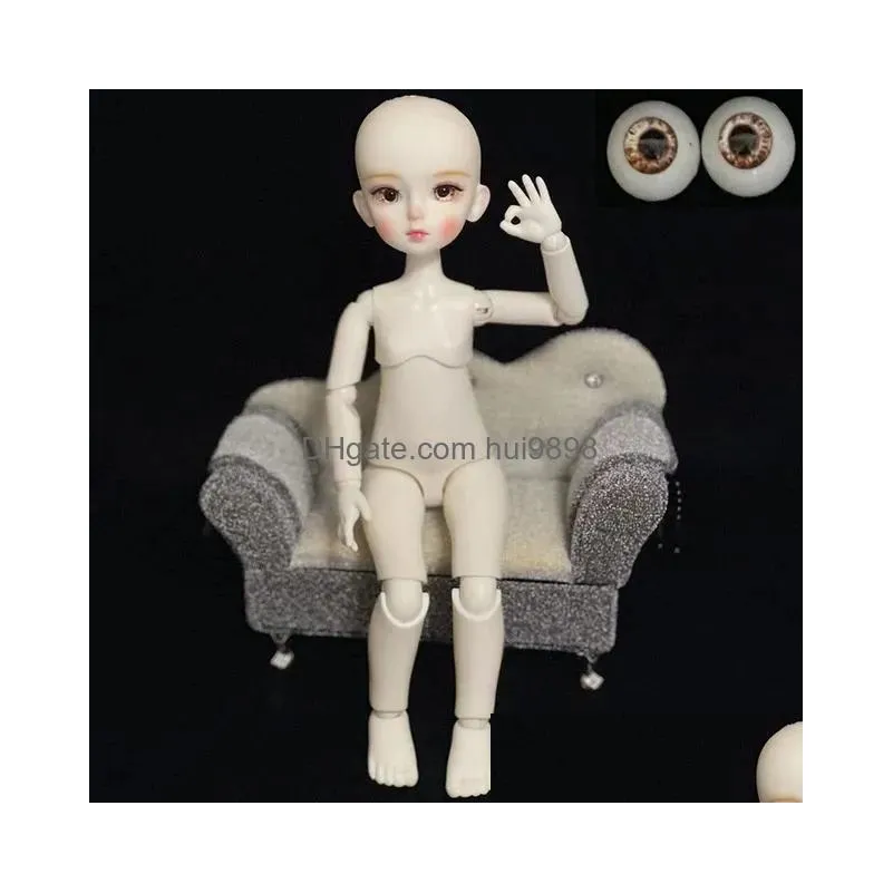 16 bjd doll with makeup 30cm mechanical joint body opened head diy kids girls toy gift white skin 240304