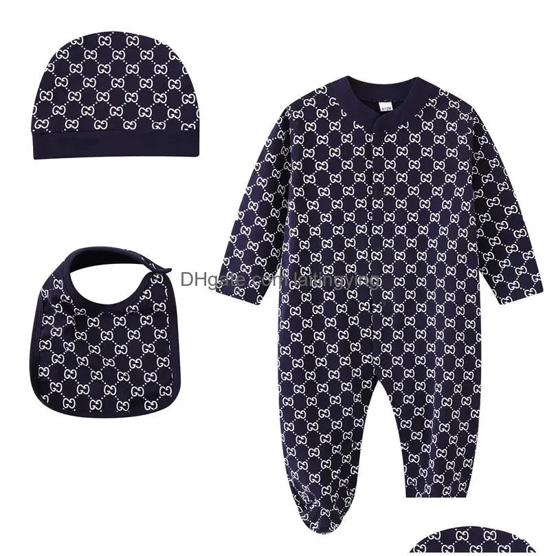 Rompers Ins Baby Brand Clothes Romper Cotton Born Girls Boy Spring Autumn Kids Designer Infant Jumpsuits Drop Delivery Maternity Clot Dh8V4