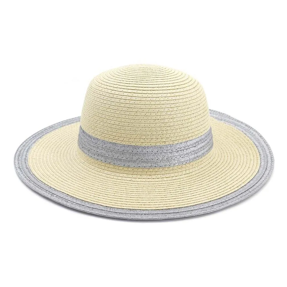 Fashion Floppy Paper Straw Hat Large Brim Sun Hats Women Summer Beach Cap Foldable Fedora Hat Outdoor Sun Protection Hat