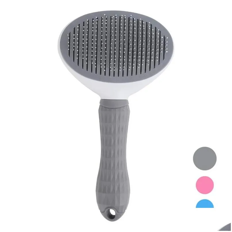 Dog Grooming Self Cleaning Slicker Brush For Cat Pet Shedding Comb Brosse Tool Mass Particle Drop Delivery Home Garden Supplies Dhhaw