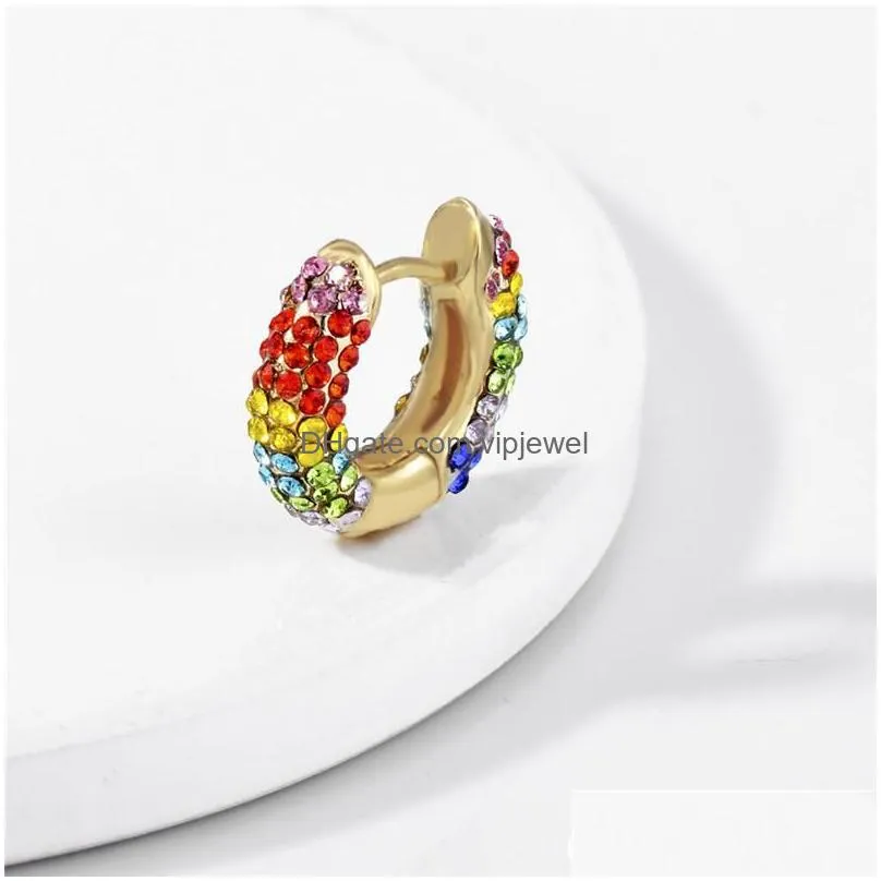 high quanlity hoop earrings colorful rhinestone gold plated cartilage earrings for women girls hoops fashion jewelry