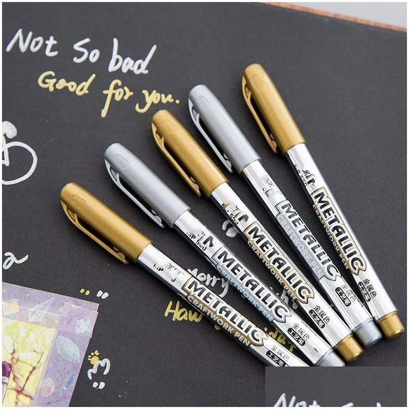 wholesale other paint marker craftwork pens metallic color signing pen gold silver red green diy paper tag p o album scrapbooking party birthday wedding decoration