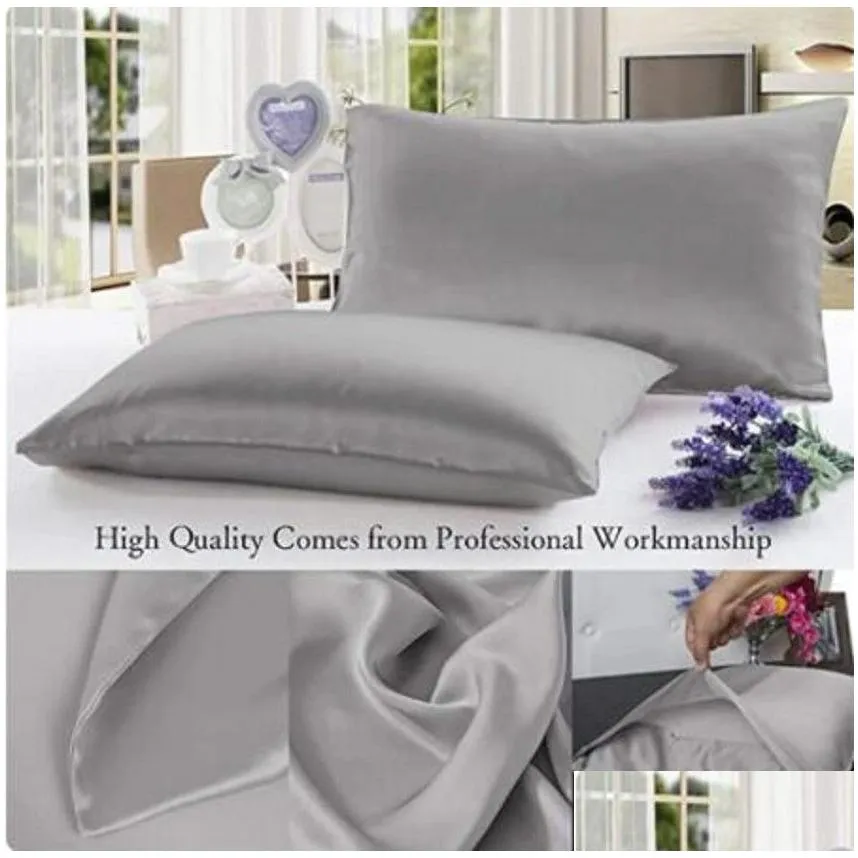Pillow Case 24H Ship Wrinkle Resistant Tra Soft Satin Pillowcases With Envelope Closure Mti-Color King Queen For Hair And Skin Drop De Dhcnm