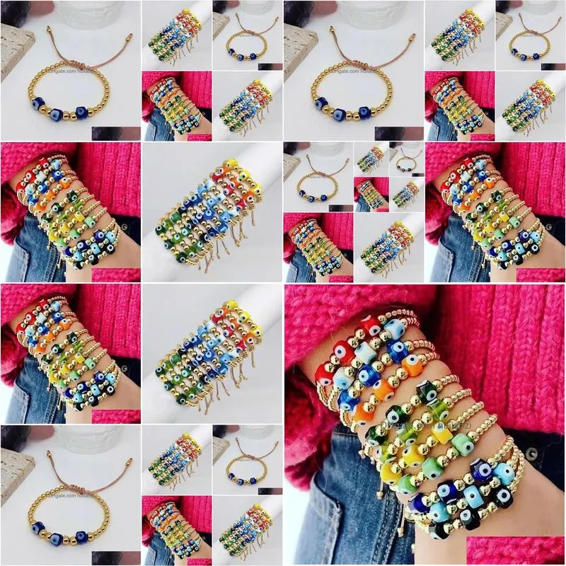 bracelets 10pcs/lot trendy handmade jewelry colorful devil eye glazed glass/copper beads bracelet vintage womens bracelet wholesale