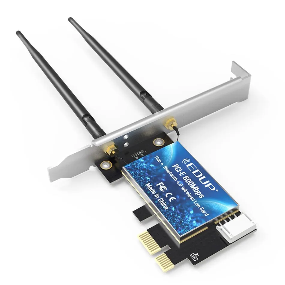 EDUP 600M WiFi PCI Express Adapter Dual Band 5GHz/2.4GHz Wireless Bluetooth PCI-E Network Card Adapters for Desktop Win10/8/7