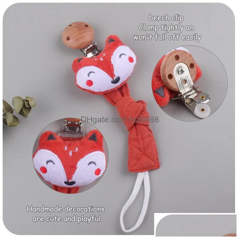 pacifier holders clips baby products beech clip  animal cotton linen ribbon rope unique elegant design chain 230421