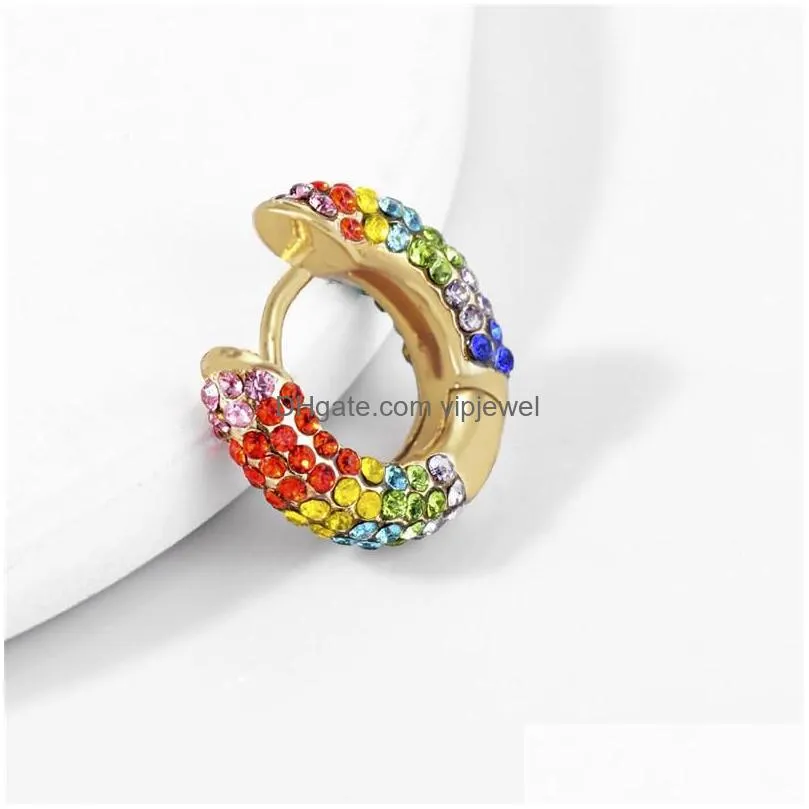 high quanlity hoop earrings colorful rhinestone gold plated cartilage earrings for women girls hoops fashion jewelry