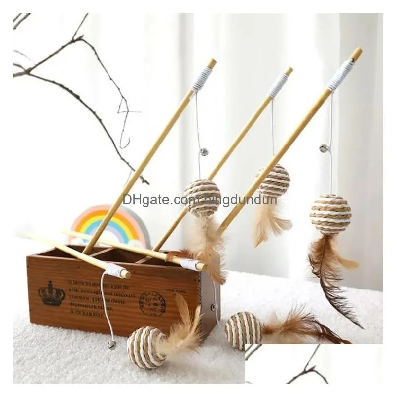 Toys Funny Cat Stick Interactive Kitten Wood Wand Feather Bell Fish Rat Doll Catcher Teaser Exercise for Indoor Animal cher
