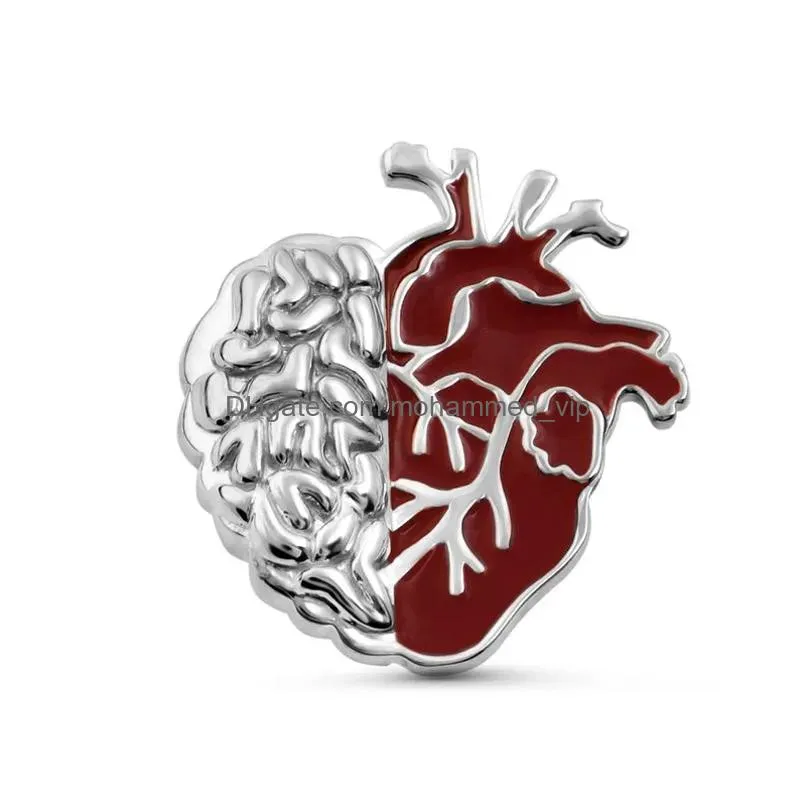 anatomical heart brooch metal pin lapel women badge anatomy jewellery whole biology medical student doctor gift