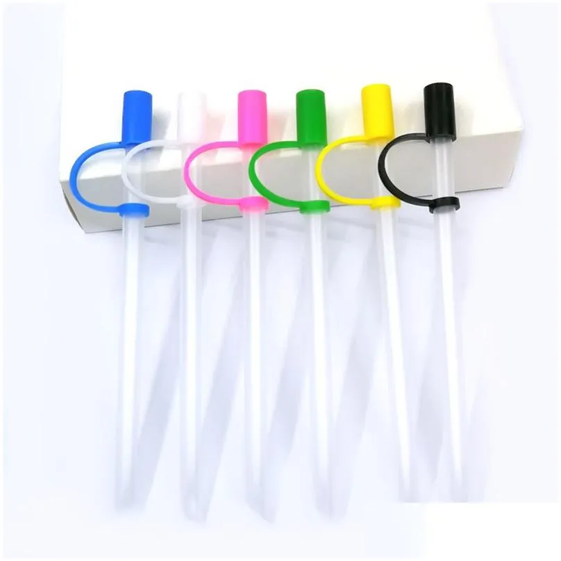 custom straw toppers charms silicone rubber cover 8 colors drinking dust plug fit for decorative straw with 8mm in diameter children party