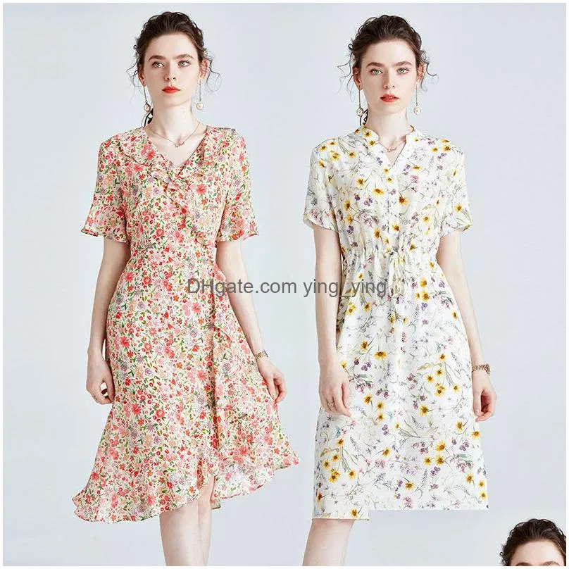 oc 413n61 womens plus size dress 100% mulberry silk high quality summer printed skirt