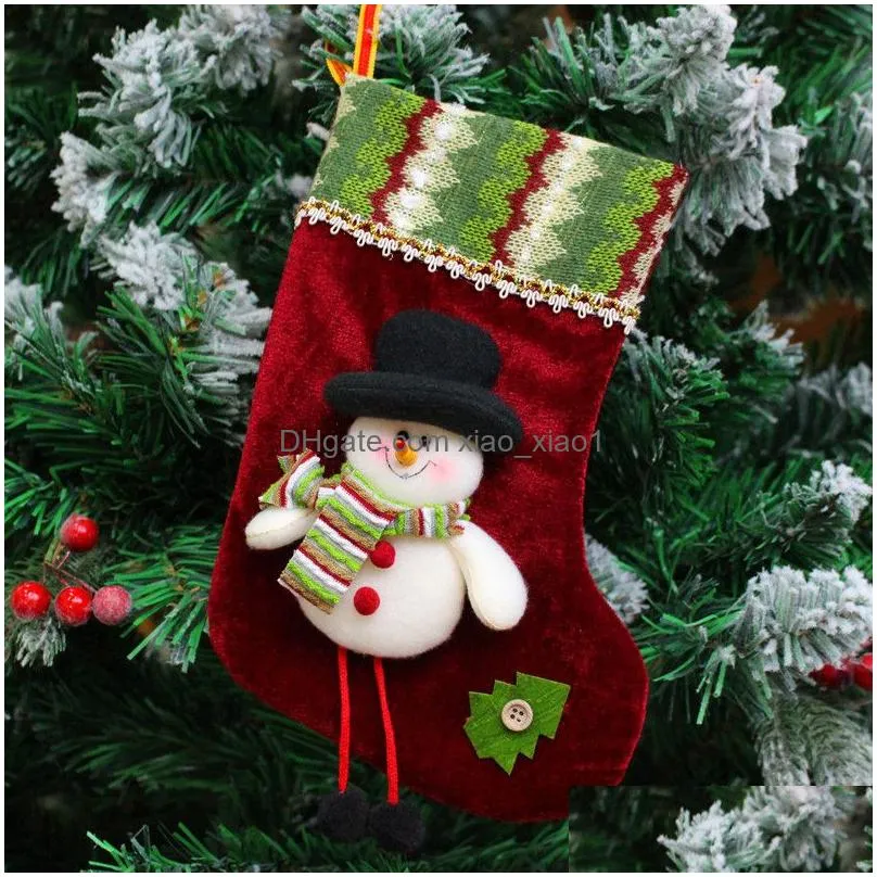 christmas stocking santa claus christmas sock xmas tree hanging gift bag candy bag christmas tree ornament home party decoration dbc