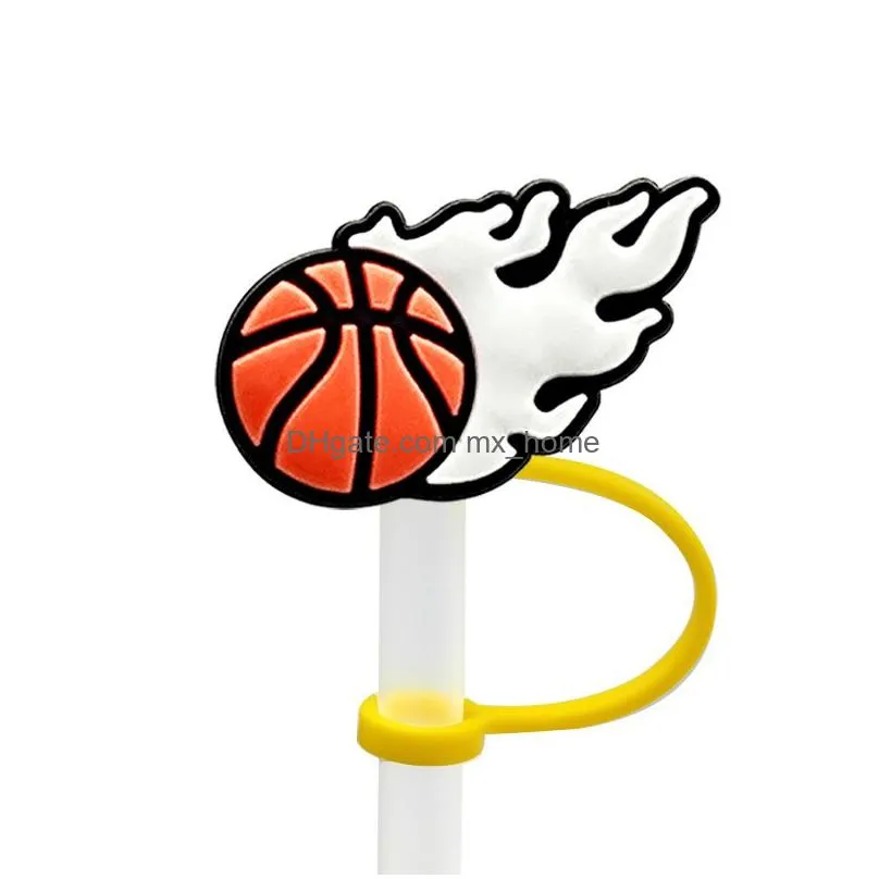 custom sport cheer silicone straw toppers accessories cover charms reusable splash proof drinking dust plug decorative 8mm straw party