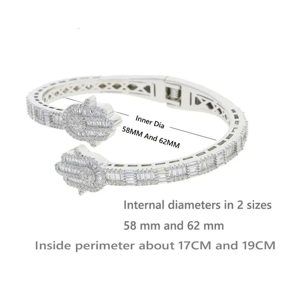 Chain Iced Out Bling Eyes Of The Angel Fatima Bracelet Cz Zircon Hamsa Hand Opened Bangle For Men Women Hip Hop Luxury Jewelry Drop D Dh8Y1